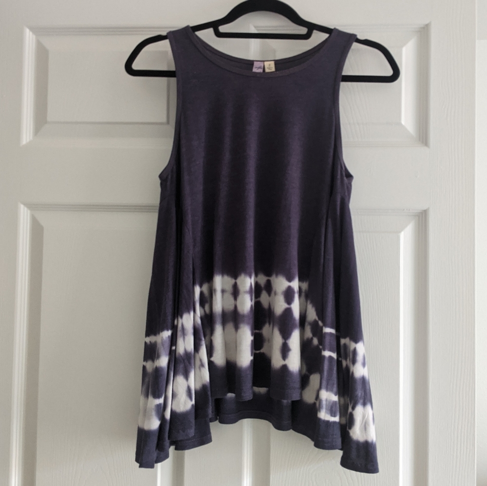 Blue and White Tie Die Flowy Tank